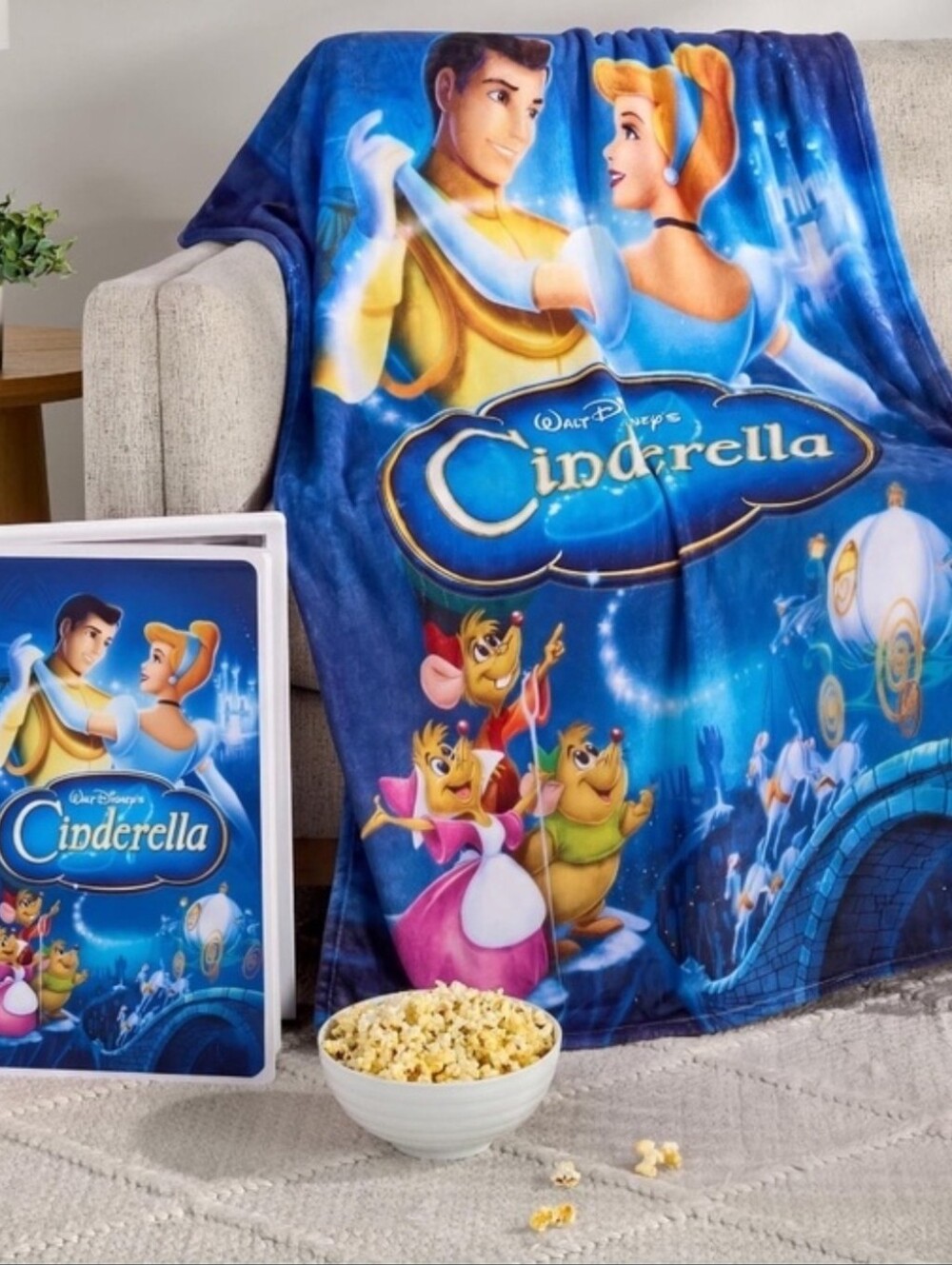 Disney Classic VHS Boxed Silk Touch Throw Blanket 50" × 70" Cinderella Princess